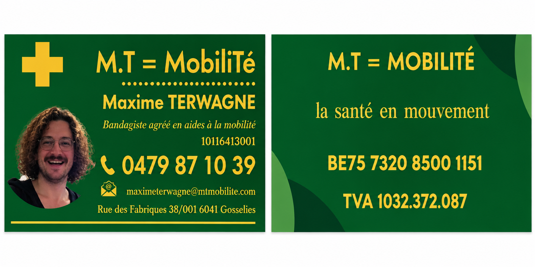 Carte de visite recto-verso de M.T = Mobilité, Maxime Terwagne